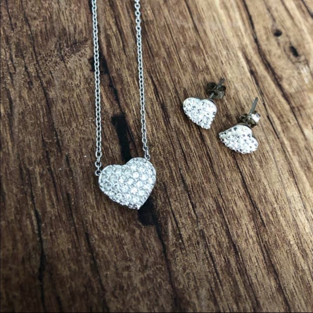 Swarovski heart earrings and necklace - never worn